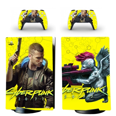 Cyberpunk 2077 decal skin for PS5 Digital Console and two .. Cyberpunk 2077 decal skin for PS5 Digital Console and two ..