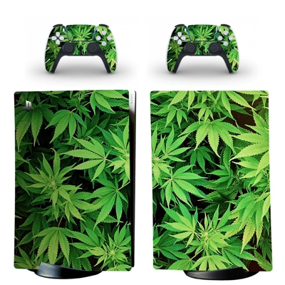 Weed decal skin for PS5 Digital Console and two Controllers Weed decal skin for PS5 Digital Console and two Controllers