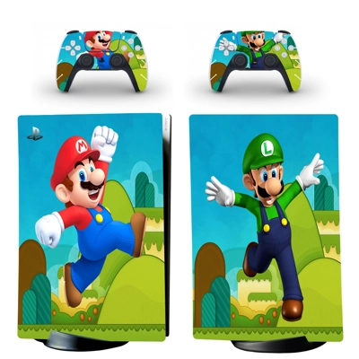 Super Mario decal skin for PS5 Digital Console and two Controllers