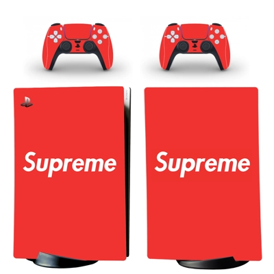Supreme decal skin for PS5 Digital Console and two Controllers
