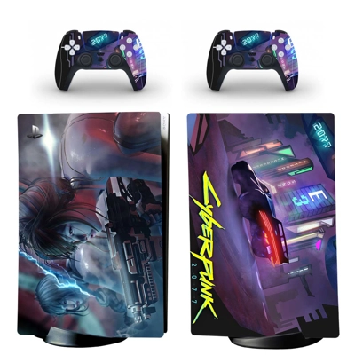 Cyberpunk 2077 decal skin for PS5 Digital Console and two Controllers