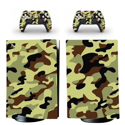 Camouflage Texture decal skin for PS5 Digital Console and two Controllers