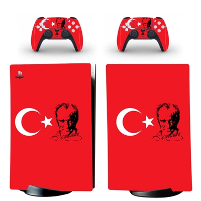 Turkish flag decal skin for PS5 Digital Console and two Co.. Turkish flag decal skin for PS5 Digital Console and two Co..