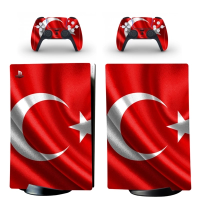 Turkish flag decal skin for PS5 Digital Console and two Co.. Turkish flag decal skin for PS5 Digital Console and two Co..