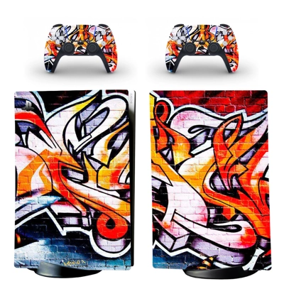 Graffiti decal skin for PS5 Digital Console and two Controllers