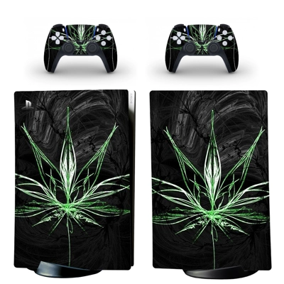 Weed decal skin for PS5 Digital Console and two Controllers Weed decal skin for PS5 Digital Console and two Controllers