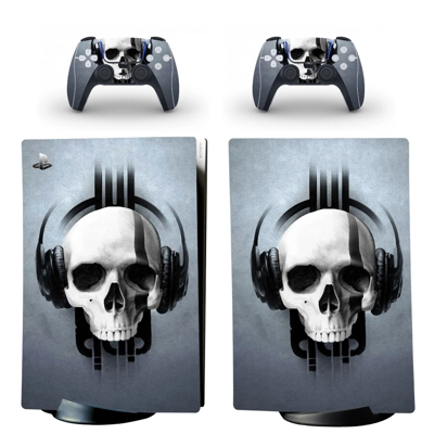 Skull decal skin for PS5 Digital Console and two Controllers Skull decal skin for PS5 Digital Console and two Controllers