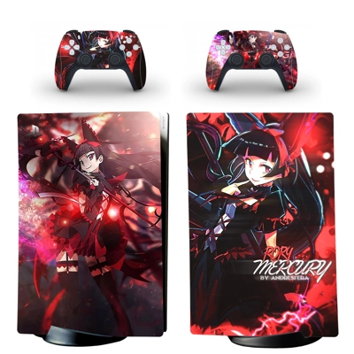 Rory Mercury decal skin for PS5 Digital Console and two Co.. Rory Mercury decal skin for PS5 Digital Console and two Co..