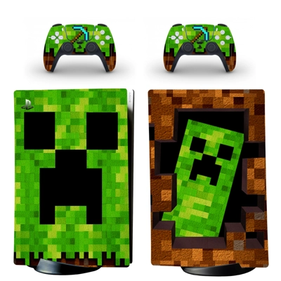 Minecraft decal skin for PS5 Digital Console and two Controllers