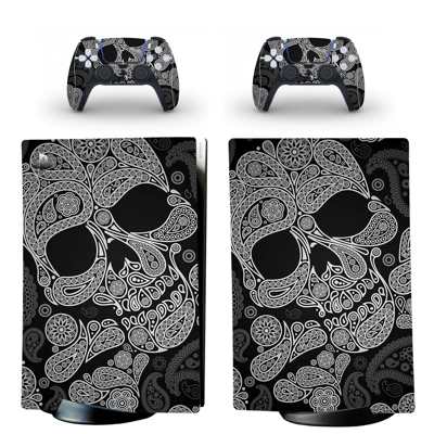 Skull Texture decal skin for PS5 Digital Console and two Controllers