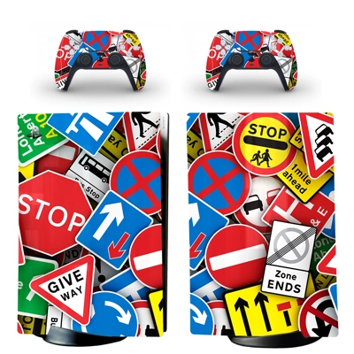 Road Sign decal skin for PS5 Digital Console and two Contr.. Road Sign decal skin for PS5 Digital Console and two Contr..