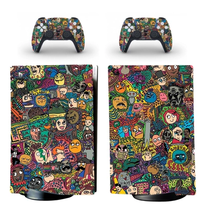 Cartoon Head decal skin for PS5 Digital Console and two Controllers