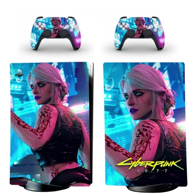 Cyberpunk 2077 decal skin for PS5 Digital Console and two Controllers