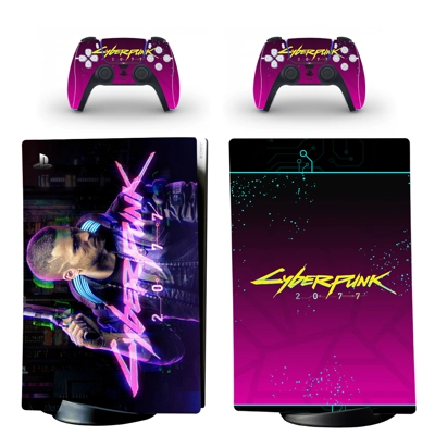 Cyberpunk 2077 decal skin for PS5 Digital Console and two .. Cyberpunk 2077 decal skin for PS5 Digital Console and two ..