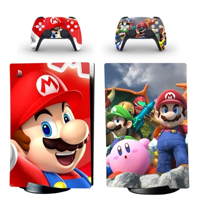 Super Mario decal skin for PS5 Digital Console and two Controllers