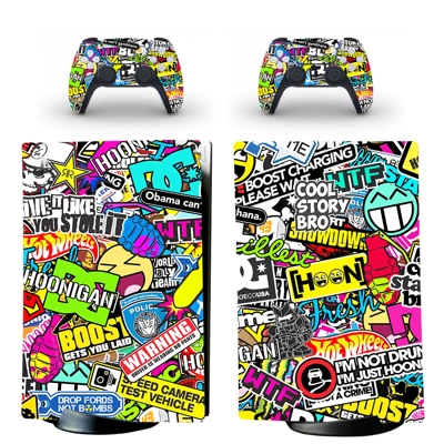 Graffiti decal skin for PS5 Digital Console and two Controllers