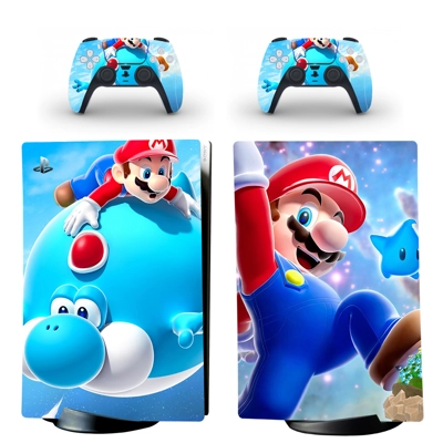 Super Mario decal skin for PS5 Digital Console and two Controllers