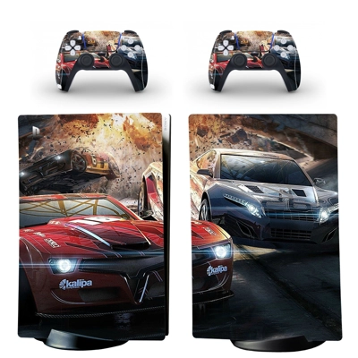 Car Racing decal skin for PS5 Digital Console and two Controllers