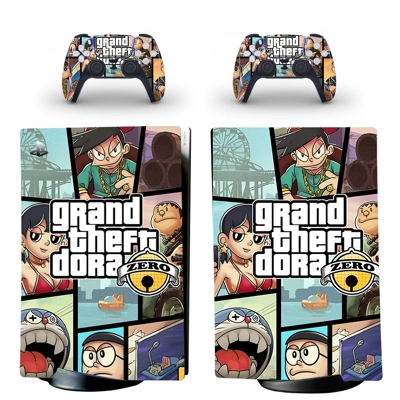 Grand Theft Doraemon decal skin for PS5 Digital Console and two Controllers