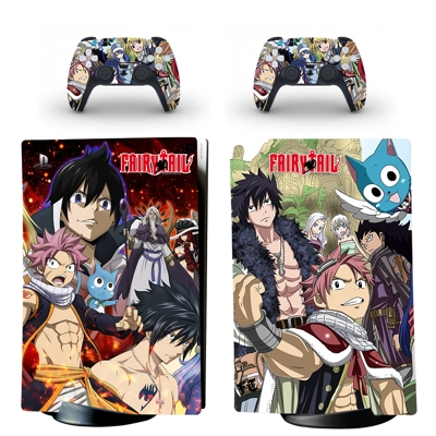 Fairy Tail decal skin for PS5 Digital Console and two Cont..