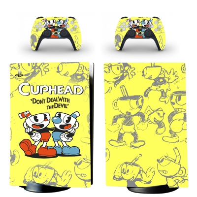 Cuphead decal skin for PS5 Digital Console and two Control.. Cuphead decal skin for PS5 Digital Console and two Control..