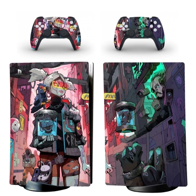 Cyberpunk 2077 decal skin for PS5 Digital Console and two .. Cyberpunk 2077 decal skin for PS5 Digital Console and two ..
