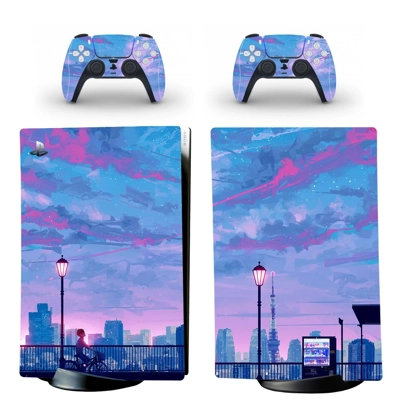 Anime City decal skin for PS5 Digital Console and two Cont.. Anime City decal skin for PS5 Digital Console and two Cont..