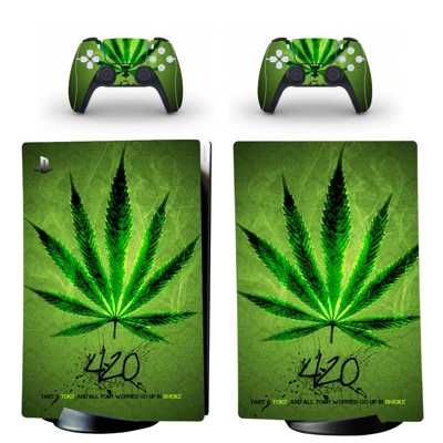 Weed Leaf decal skin for PS5 Digital Console and two Contr.. Weed Leaf decal skin for PS5 Digital Console and two Contr..
