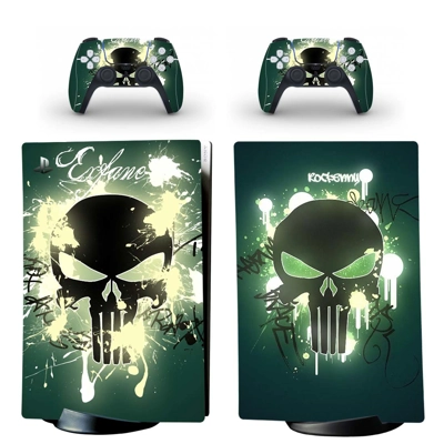 The Punisher decal skin for PS5 Digital Console and two Co.. The Punisher decal skin for PS5 Digital Console and two Co..