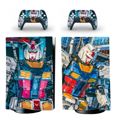 Anime Gundam decal skin for PS5 Digital Console and two Co.. Anime Gundam decal skin for PS5 Digital Console and two Co..