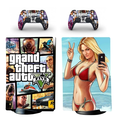 GTA 5 decal skin for PS5 Digital Console and two Controllers GTA 5 decal skin for PS5 Digital Console and two Controllers