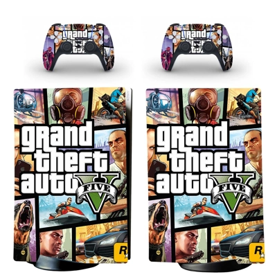 GTA 5 decal skin for PS5 Digital Console and two Controllers GTA 5 decal skin for PS5 Digital Console and two Controllers