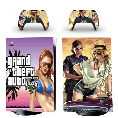 GTA 5 decal skin for PS5 Digital Console and two Controllers GTA 5 decal skin for PS5 Digital Console and two Controllers