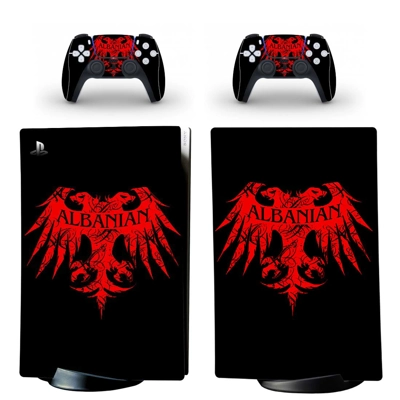 Albanian flag decal skin for PS5 Digital Console and two Controllers