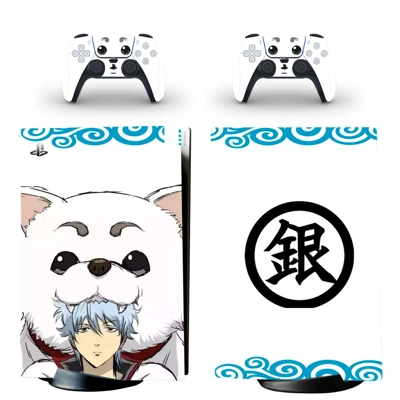 Anime Gintama decal skin for PS5 Digital Console and two Controllers