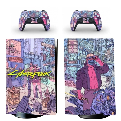 Cyberpunk 2077 decal skin for PS5 Digital Console and two .. Cyberpunk 2077 decal skin for PS5 Digital Console and two ..