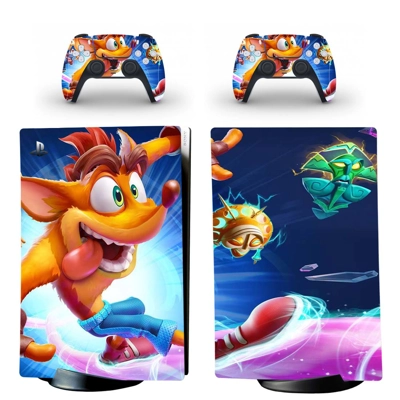 Crash Bandicoot decal skin for PS5 Digital Console and two Controllers