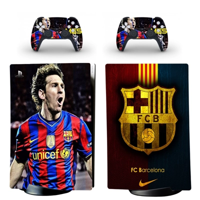 FC Barcelona decal skin for PS5 Digital Console and two Co.. FC Barcelona decal skin for PS5 Digital Console and two Co..