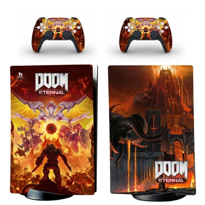 Doom Slayer decal skin for PS5 Digital Console and two Con.. Doom Slayer decal skin for PS5 Digital Console and two Con..