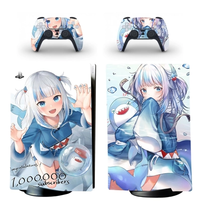 Anime girl decal skin for PS5 Digital Console and two Cont.. Anime girl decal skin for PS5 Digital Console and two Cont..