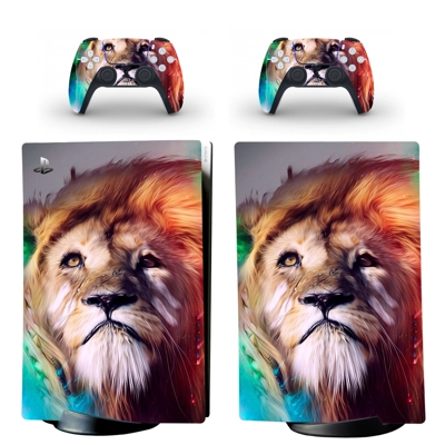 Lion Face decal skin for PS5 Digital Console and two Contr.. Lion Face decal skin for PS5 Digital Console and two Contr..