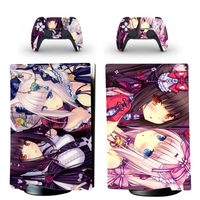 Cat Girl Paradise decal skin for PS5 Digital Console and two Controllers
