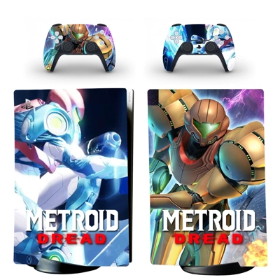 Metroid Dread decal skin for PS5 Digital Console and two Controllers