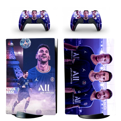 Messi Paris Saint Germain decal skin for PS5 Digital Console and two Controllers