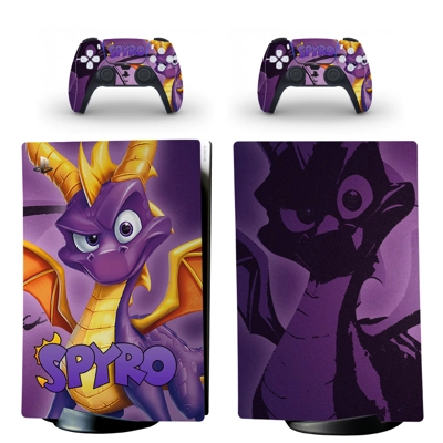 Spyro the dragon decal skin for PS5 Digital Console and two Controllers