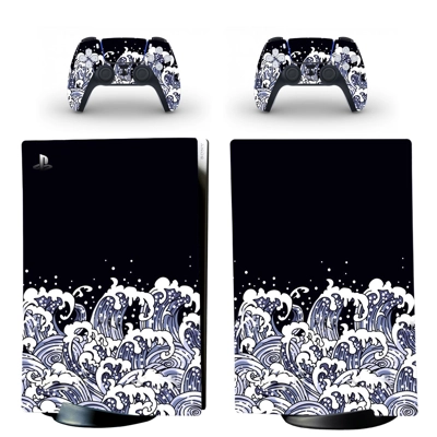 Wave Texture decal skin for PS5 Digital Console and two Co.. Wave Texture decal skin for PS5 Digital Console and two Co..