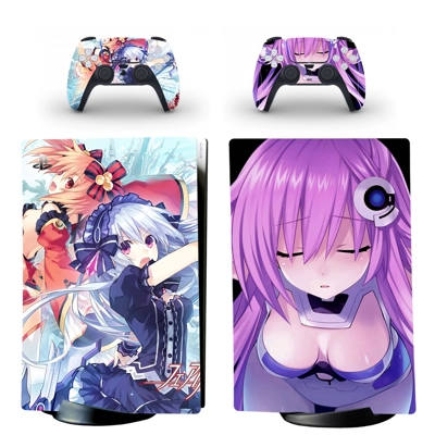 Anime Neptunia decal skin for PS5 Digital Console and two Controllers