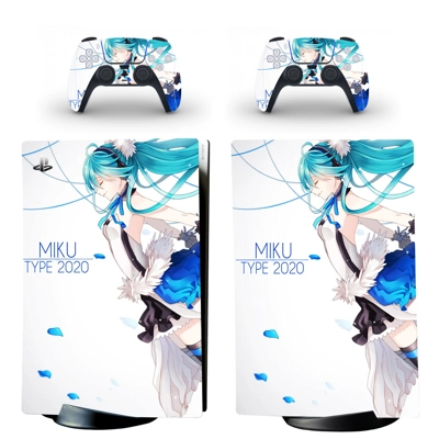 Hatsune Miku decal skin for PS5 Digital Console and two Co..