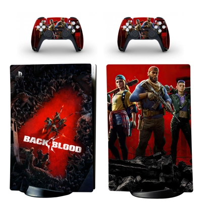 Back 4 Blood decal skin for PS5 Digital Console and two Co.. Back 4 Blood decal skin for PS5 Digital Console and two Co..