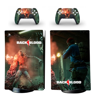 Back 4 Blood decal skin for PS5 Digital Console and two Co.. Back 4 Blood decal skin for PS5 Digital Console and two Co..